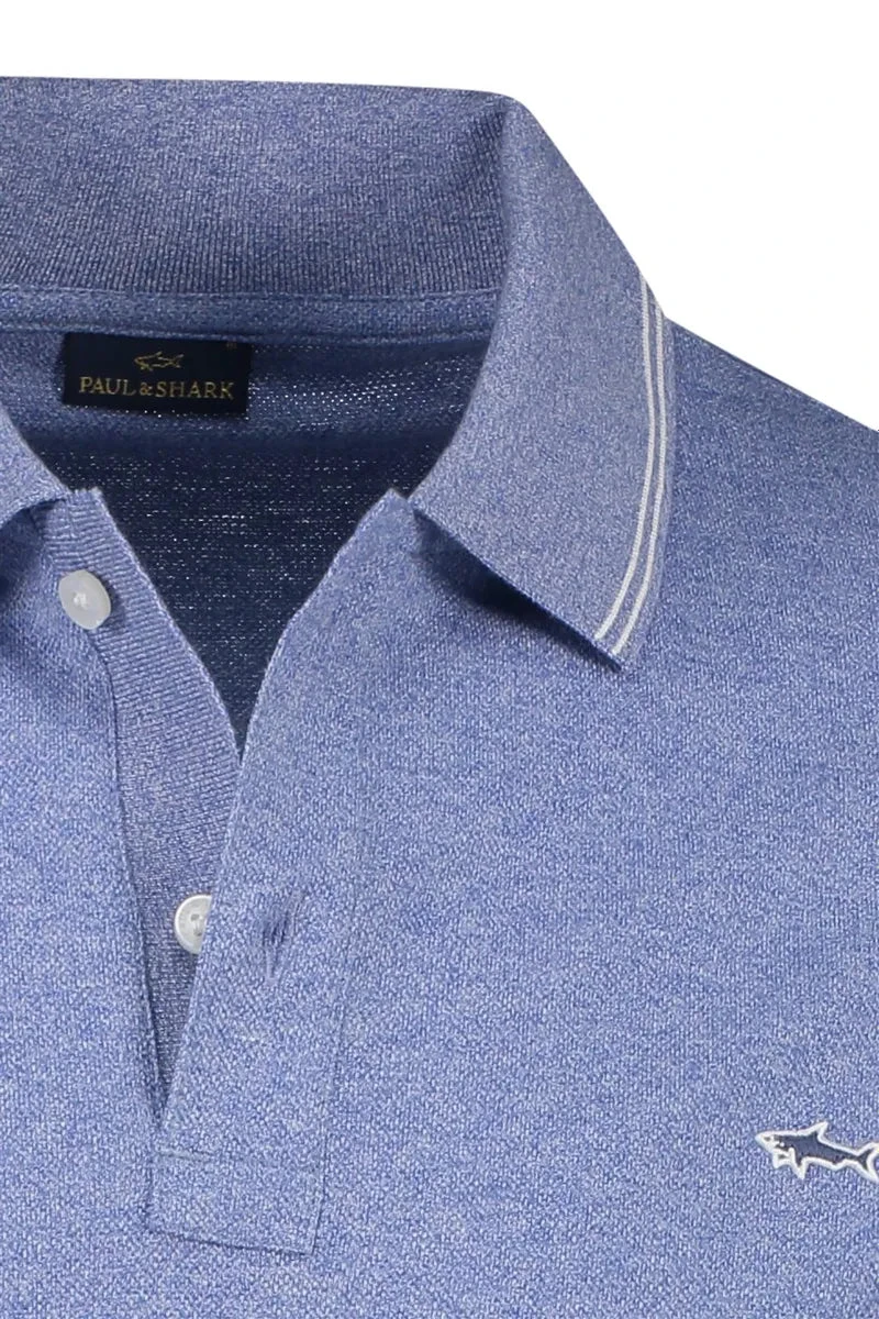 Paul&Shark Dutch Blue Melange Cotton Polo Shirt - PAUL & SHARK 13 Paul&Shark Dutch Blue Melange Cotton Polo Shirt - PAUL & SHARK - Image 11