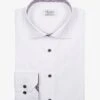White Twill Fitted Body Shirt W/ Floral Contrast Trims - Stenströms
