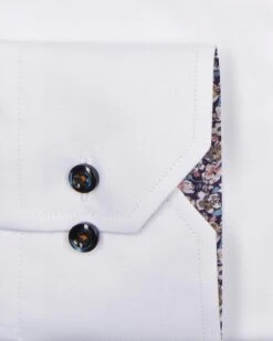 White Twill Fitted Body Shirt W/ Floral Contrast Trims - Stenströms 8 White Twill Fitted Body Shirt W/ Floral Contrast Trims - Stenströms -ETON Store 00810005 001 3