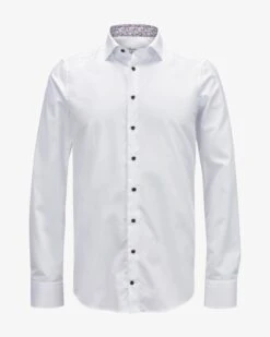 White Twill Fitted Body Shirt W/ Floral Contrast Trims - Stenströms 9 White Twill Fitted Body Shirt W/ Floral Contrast Trims - Stenströms -ETON Store 00810023 001 1