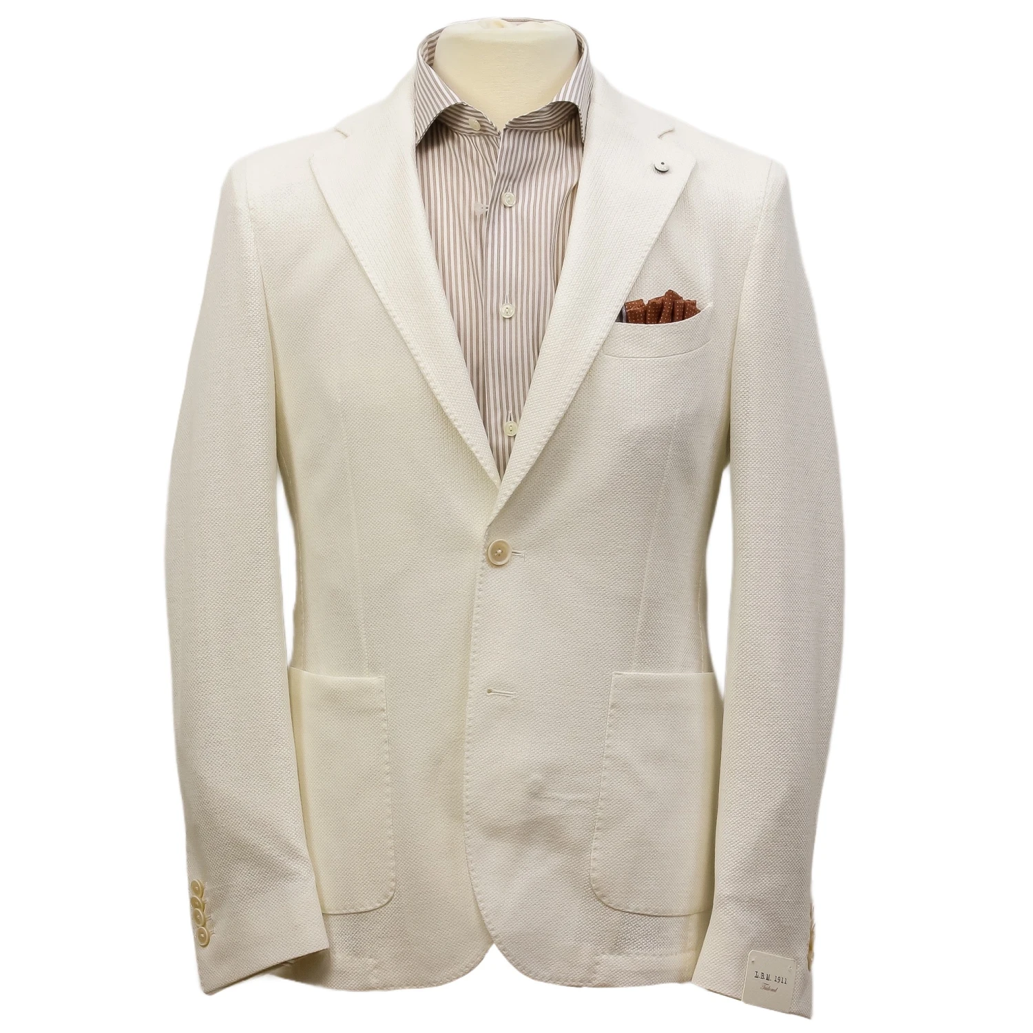Off-White Linen-Cotton Jersey Tailored Unconstructed Sport Jacket - L.B.M. 1911 3 Off-White Linen-Cotton Jersey Tailored Unconstructed Sport Jacket - L.B.M. 1911
