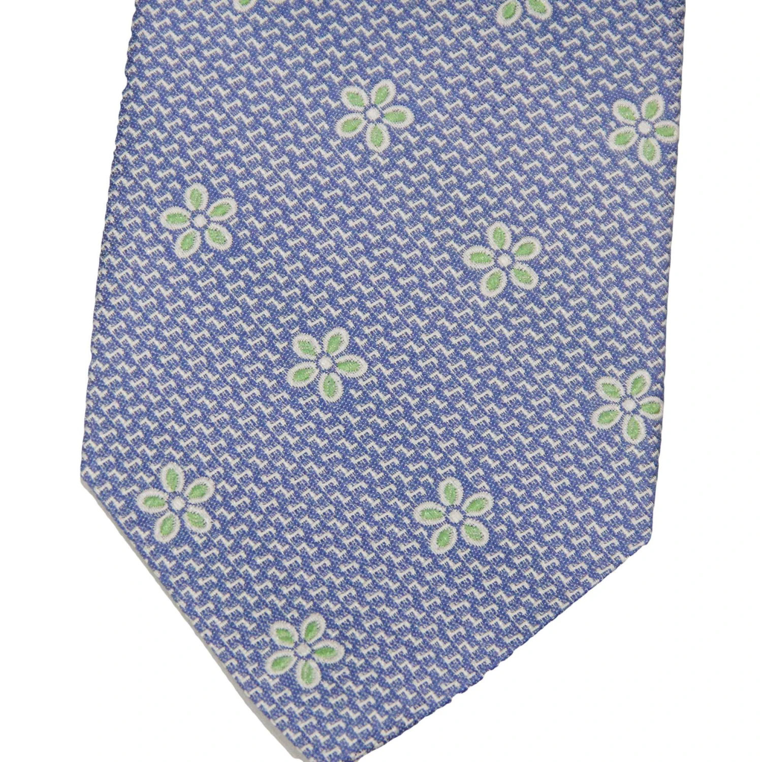 Blue & Green Silk Flower Patterned Tie - DION 5 Blue & Green Silk Flower Patterned Tie - DION - Image 3