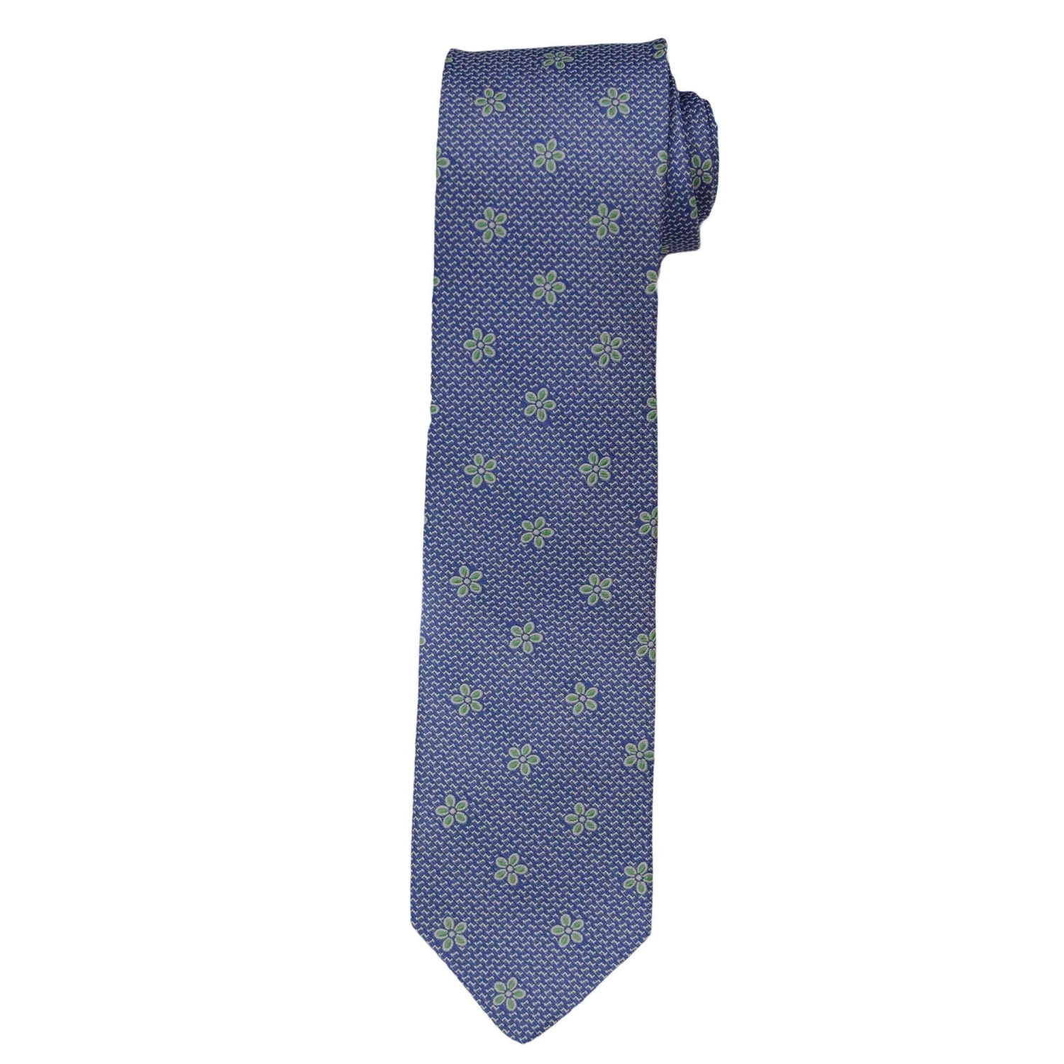 Blue & Green Silk Flower Patterned Tie - DION 6 Blue & Green Silk Flower Patterned Tie - DION - Image 4