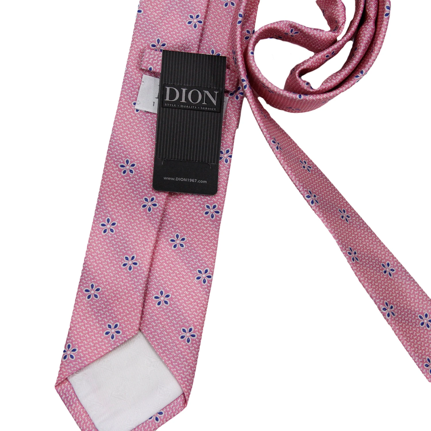 Pink Silk Flower Patterned Tie - DION 4 Pink Silk Flower Patterned Tie - DION - Image 2