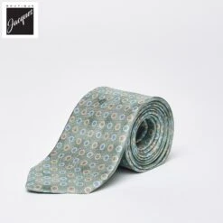 Pale Green Floral Print Silk Tie - DION