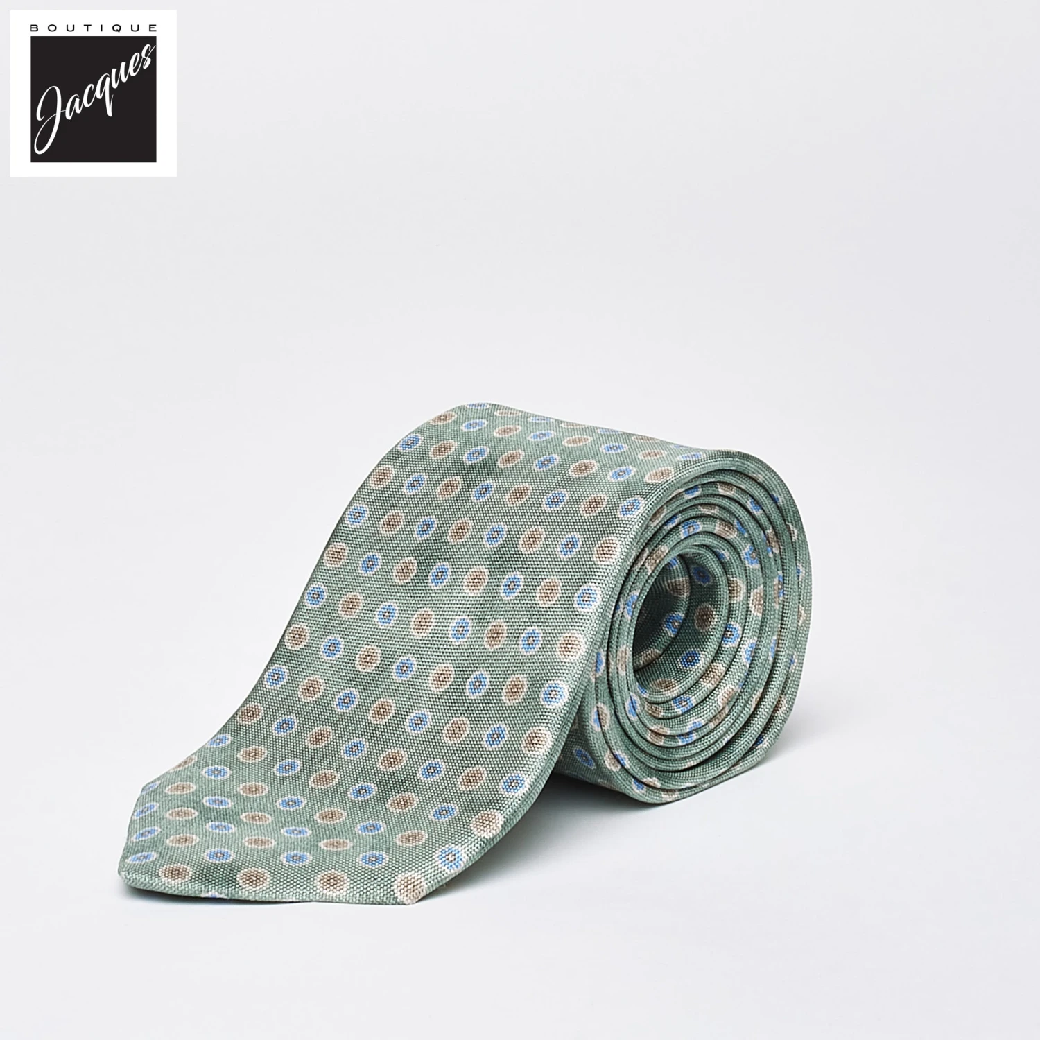 Pale Green Floral Print Silk Tie - DION 3 Pale Green Floral Print Silk Tie - DION