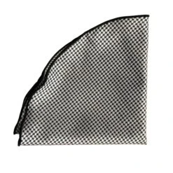 Black & White Woven Jacquard Houndstooth Silk Pocket Round