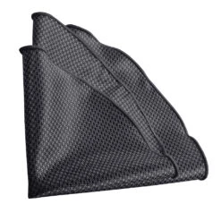Black & Gray Woven Jacquard Houndstooth Silk Pocket Round