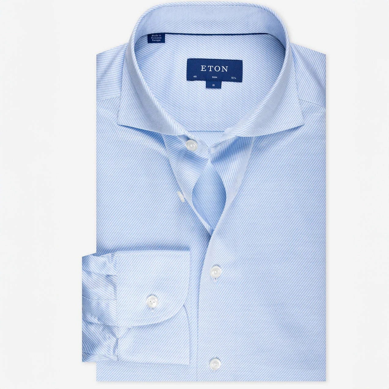 Light Blue King Knit Slim Fit Shirt - ETON 3 Light Blue King Knit Slim Fit Shirt - ETON