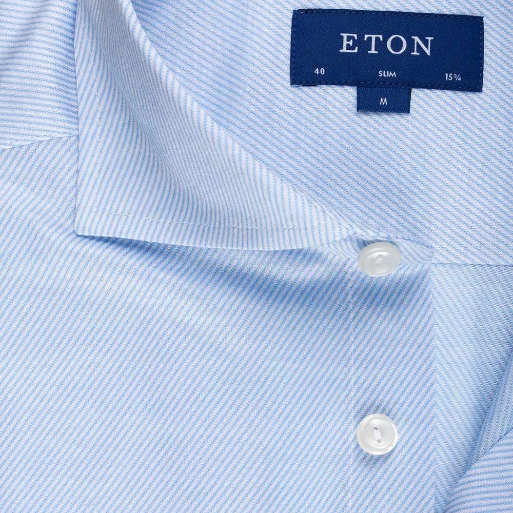 Light Blue King Knit Slim Fit Shirt - ETON 8 Light Blue King Knit Slim Fit Shirt - ETON - Image 6