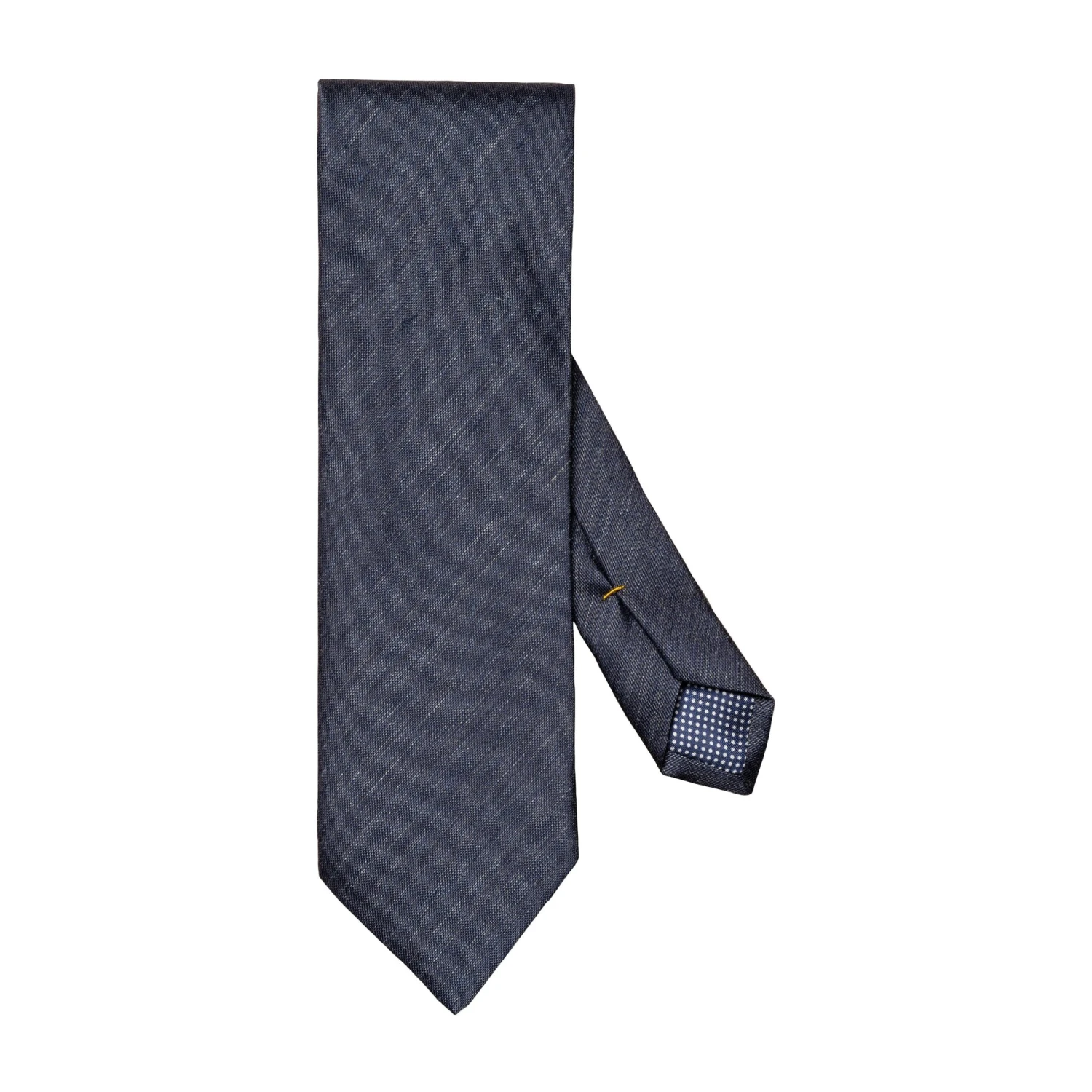 Navy Blue Solid Silk-Linen Tie - ETON 3 Navy Blue Solid Silk-Linen Tie - ETON