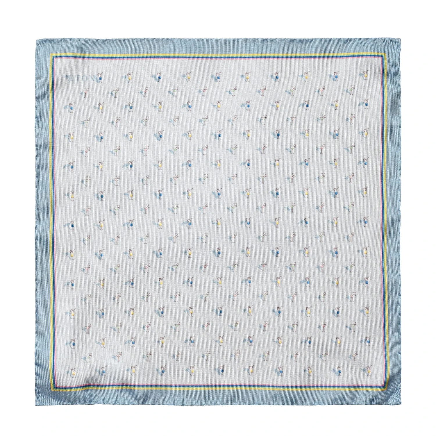 Light Blue Cocktail Motif Silk Pocket Square - ETON 4 Light Blue Cocktail Motif Silk Pocket Square - ETON - Image 2