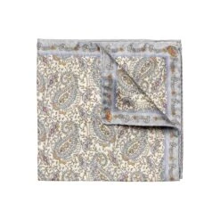 Light Blue Paisley Tussah Silk Pocket Square - ETON
