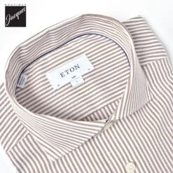Beige Bengal Stripe Oxford Slim Fit Shirt - Eton 9 Beige Bengal Stripe Oxford Slim Fit Shirt - Eton -ETON Store 10001275857 06