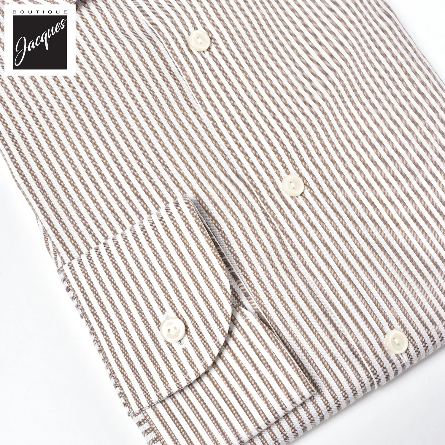 Beige Bengal Stripe Oxford Slim Fit Shirt - Eton 6 Beige Bengal Stripe Oxford Slim Fit Shirt - Eton - Image 4
