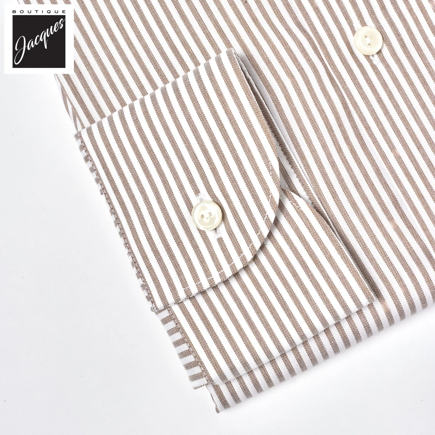 Beige Bengal Stripe Oxford Slim Fit Shirt - Eton 7 Beige Bengal Stripe Oxford Slim Fit Shirt - Eton - Image 5