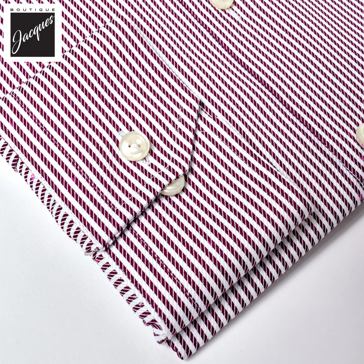 Burgundy Fine Striped Signature Twill Slim Fit Shirt - ETON 7 Burgundy Fine Striped Signature Twill Slim Fit Shirt - ETON - Image 5