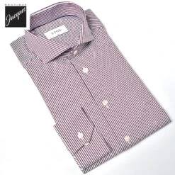 Burgundy Fine Striped Signature Twill Slim Fit Shirt - ETON 10 Burgundy Fine Striped Signature Twill Slim Fit Shirt - ETON -ETON Store 10001275857 4