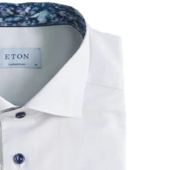White Floral Effect Signature Twill Slim Fit Dress Shirt - ETON 10 White Floral Effect Signature Twill Slim Fit Dress Shirt - ETON -ETON Store 100013092003