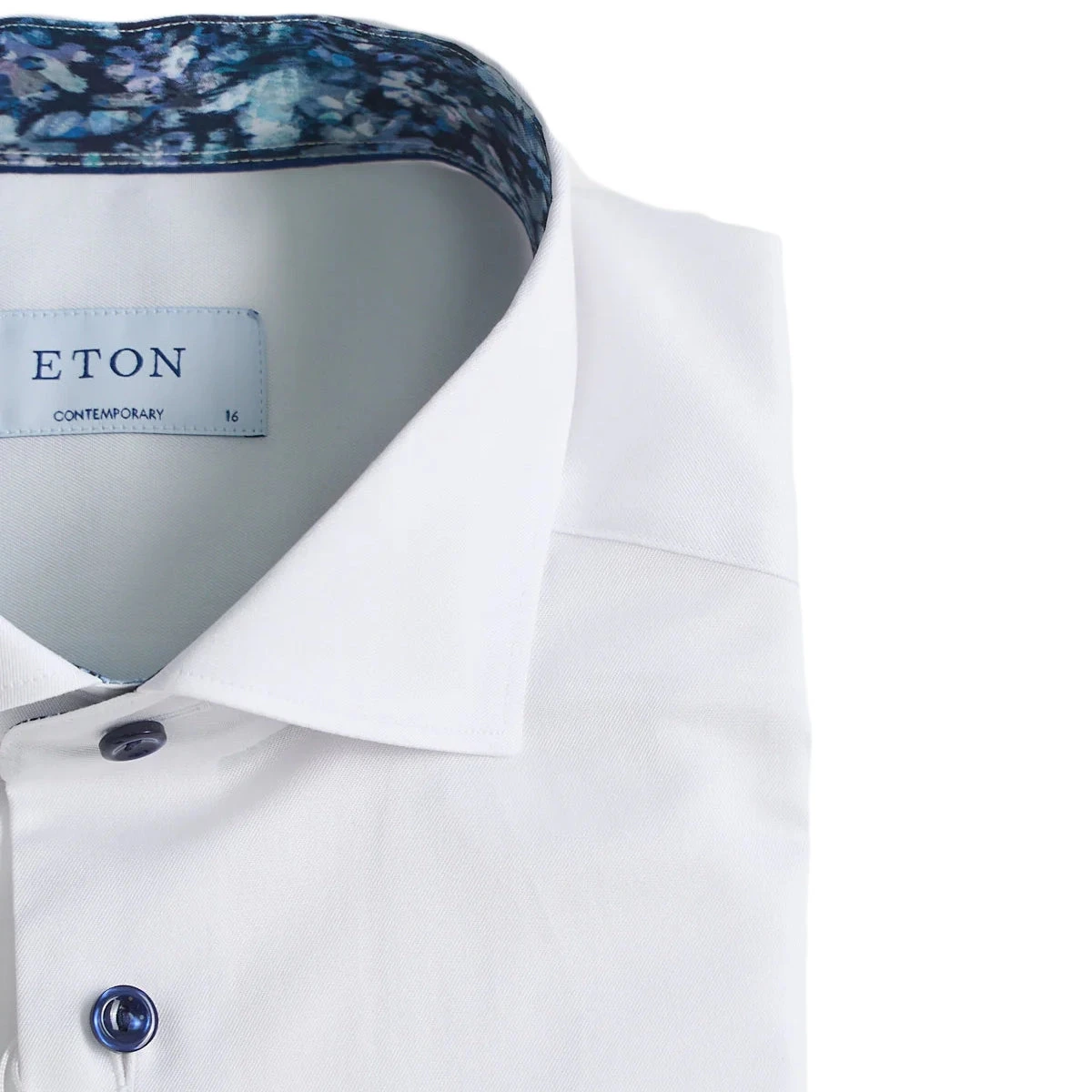 White Floral Effect Signature Twill Slim Fit Dress Shirt - ETON 6 White Floral Effect Signature Twill Slim Fit Dress Shirt - ETON - Image 4