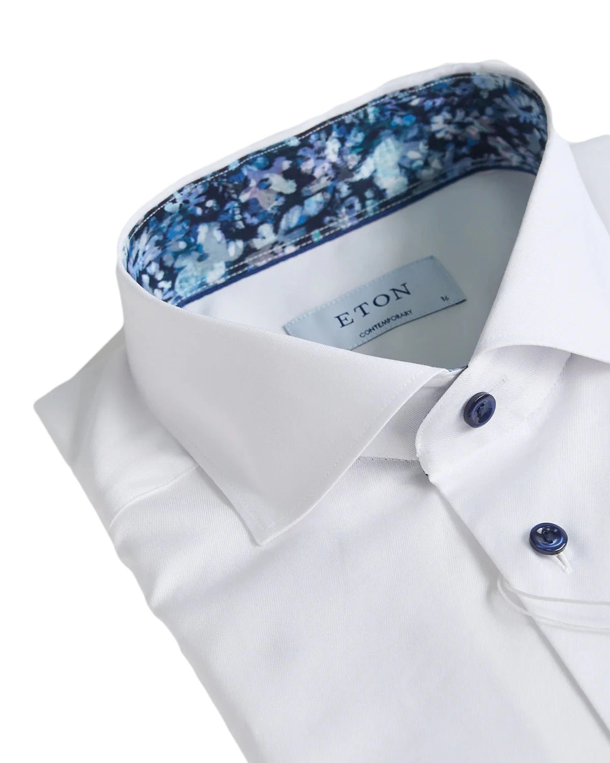 White Floral Effect Signature Twill Slim Fit Dress Shirt - ETON 4 White Floral Effect Signature Twill Slim Fit Dress Shirt - ETON - Image 2