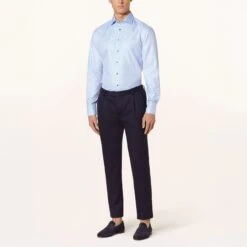 Light Blue W/ Contrast Buttons & Trim Fitted Body Shirt - Stenströms 16 Light Blue W/ Contrast Buttons & Trim Fitted Body Shirt - Stenströms -ETON Store 100154786717000 1 1704192723973