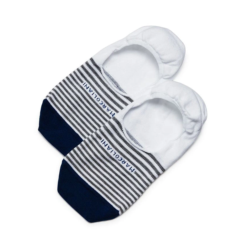 White Stripe Invisible Touch No-Show Socks - Marcoliani 4 White Stripe Invisible Touch No-Show Socks - Marcoliani - Image 2