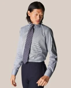 Navy Blue Twill Slim Fit Shirt - ETON 21 Navy Blue Twill Slim Fit Shirt - ETON -ETON Store 11289 7069e0d0b8 full