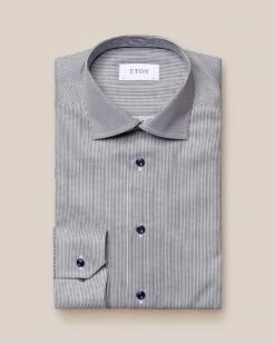 Navy Blue Twill Slim Fit Shirt - ETON