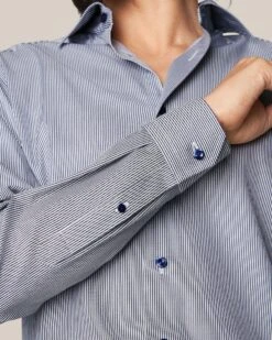 Navy Blue Twill Slim Fit Shirt - ETON 22 Navy Blue Twill Slim Fit Shirt - ETON -ETON Store 11289 ab364d1e90 full