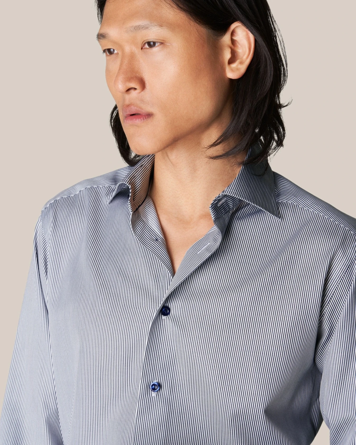 Navy Blue Twill Slim Fit Shirt - ETON 5 Navy Blue Twill Slim Fit Shirt - ETON - Image 3