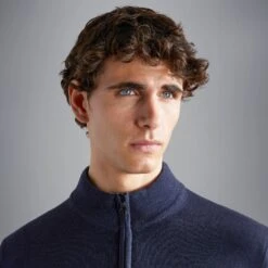 Paul&Shark Navy Garment Dyed Wool Half-Zip Sweater - Paul Shark 12 Paul&Shark Navy Garment Dyed Wool Half-Zip Sweater - Paul Shark -ETON Store 11311100 050 ad