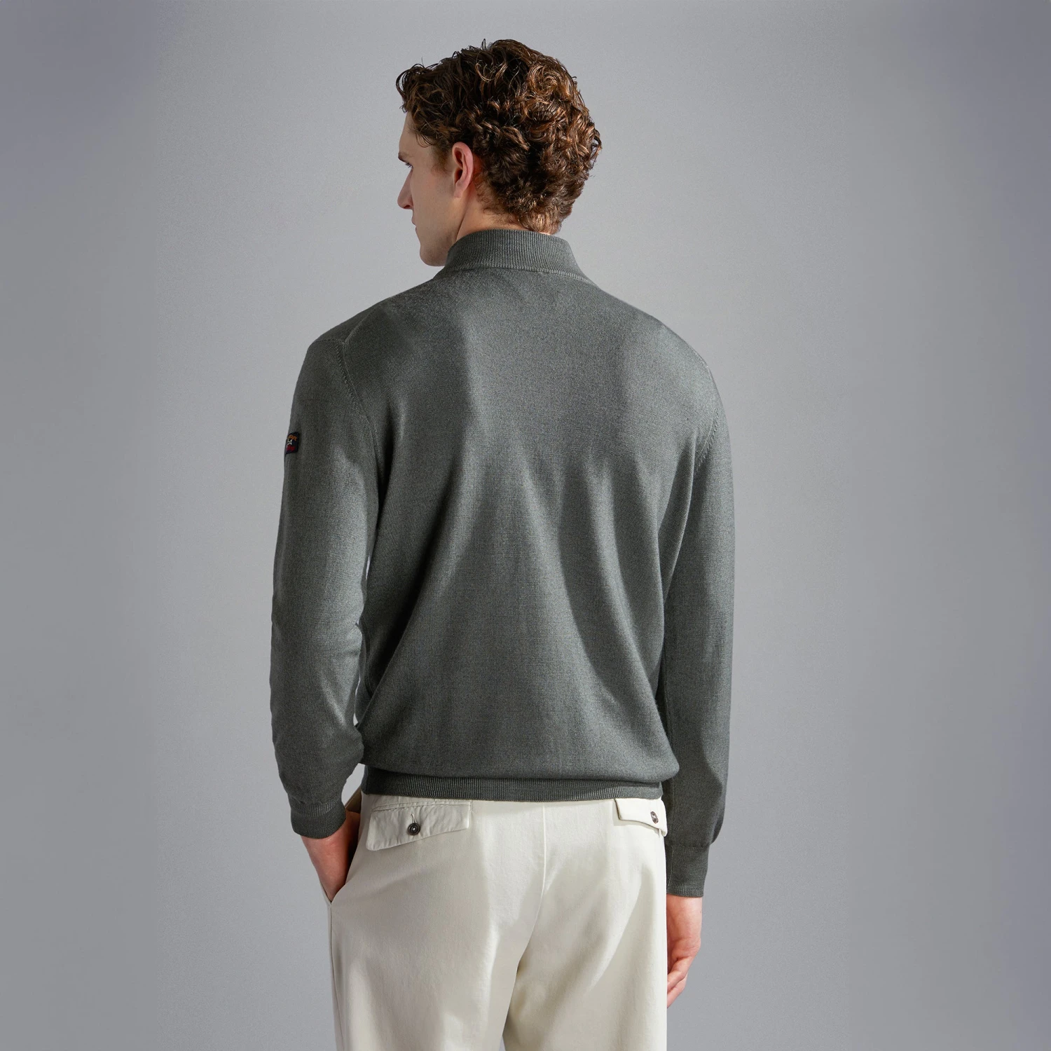 Paul&Shark Sage Green Garment Dyed Wool Half-Zip Sweater - Paul & Shark 5 Paul&Shark Sage Green Garment Dyed Wool Half-Zip Sweater - Paul & Shark - Image 3