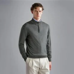 Paul&Shark Sage Green Garment Dyed Wool Half-Zip Sweater - Paul & Shark 10 Paul&Shark Sage Green Garment Dyed Wool Half-Zip Sweater - Paul & Shark -ETON Store 11311100 761 af