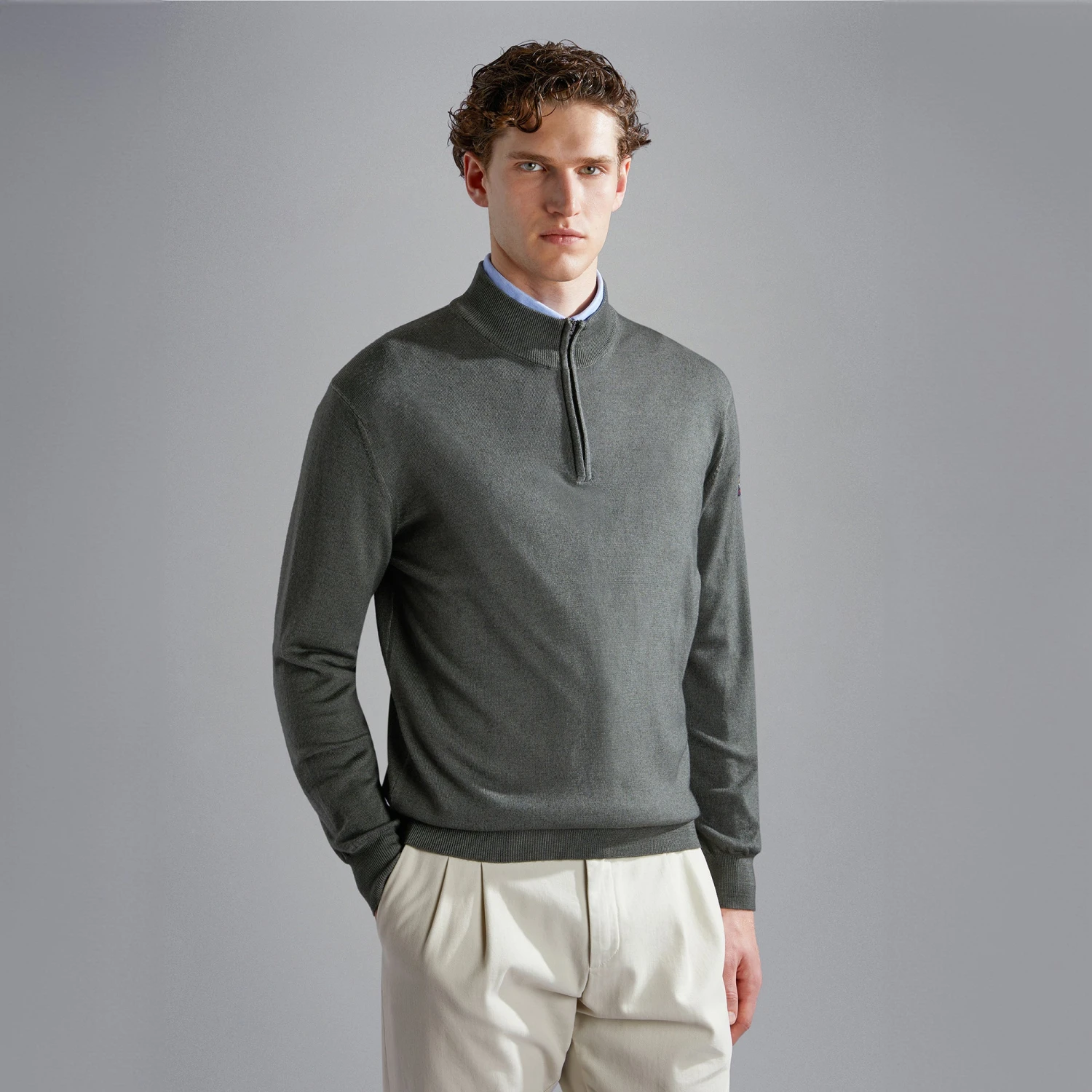 Paul&Shark Sage Green Garment Dyed Wool Half-Zip Sweater - Paul & Shark 4 Paul&Shark Sage Green Garment Dyed Wool Half-Zip Sweater - Paul & Shark - Image 2