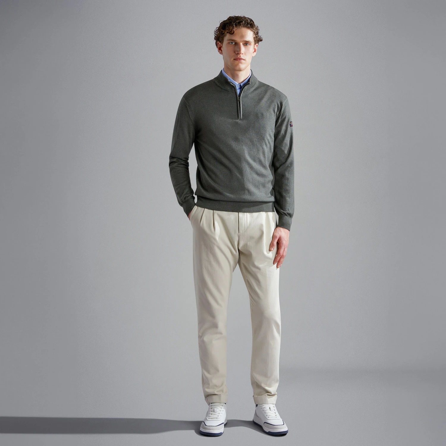 Paul&Shark Sage Green Garment Dyed Wool Half-Zip Sweater - Paul & Shark 3 Paul&Shark Sage Green Garment Dyed Wool Half-Zip Sweater - Paul & Shark