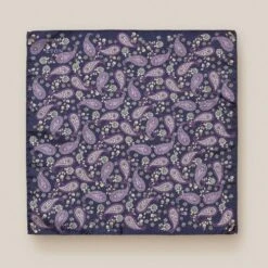 Navy & Purple Paisley Panama Print Silk Pocket Square - ETON -ETON Store 11533 48262d61d9 full