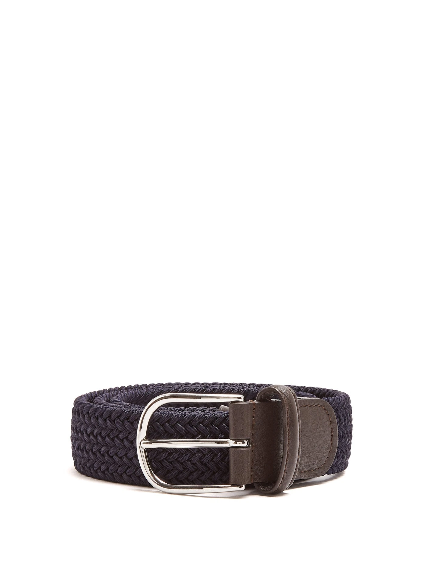 Navy Solid Woven Elastic Belt - Anderson's 5 Navy Solid Woven Elastic Belt - Anderson's - Image 3