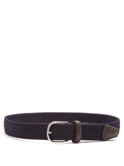 Navy Solid Woven Elastic Belt - Anderson's 9 Navy Solid Woven Elastic Belt - Anderson's -ETON Store 1177563 3 zoom