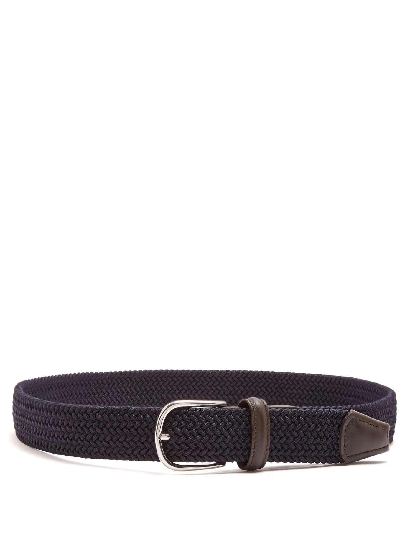 Navy Solid Woven Elastic Belt - Anderson's 4 Navy Solid Woven Elastic Belt - Anderson's - Image 2