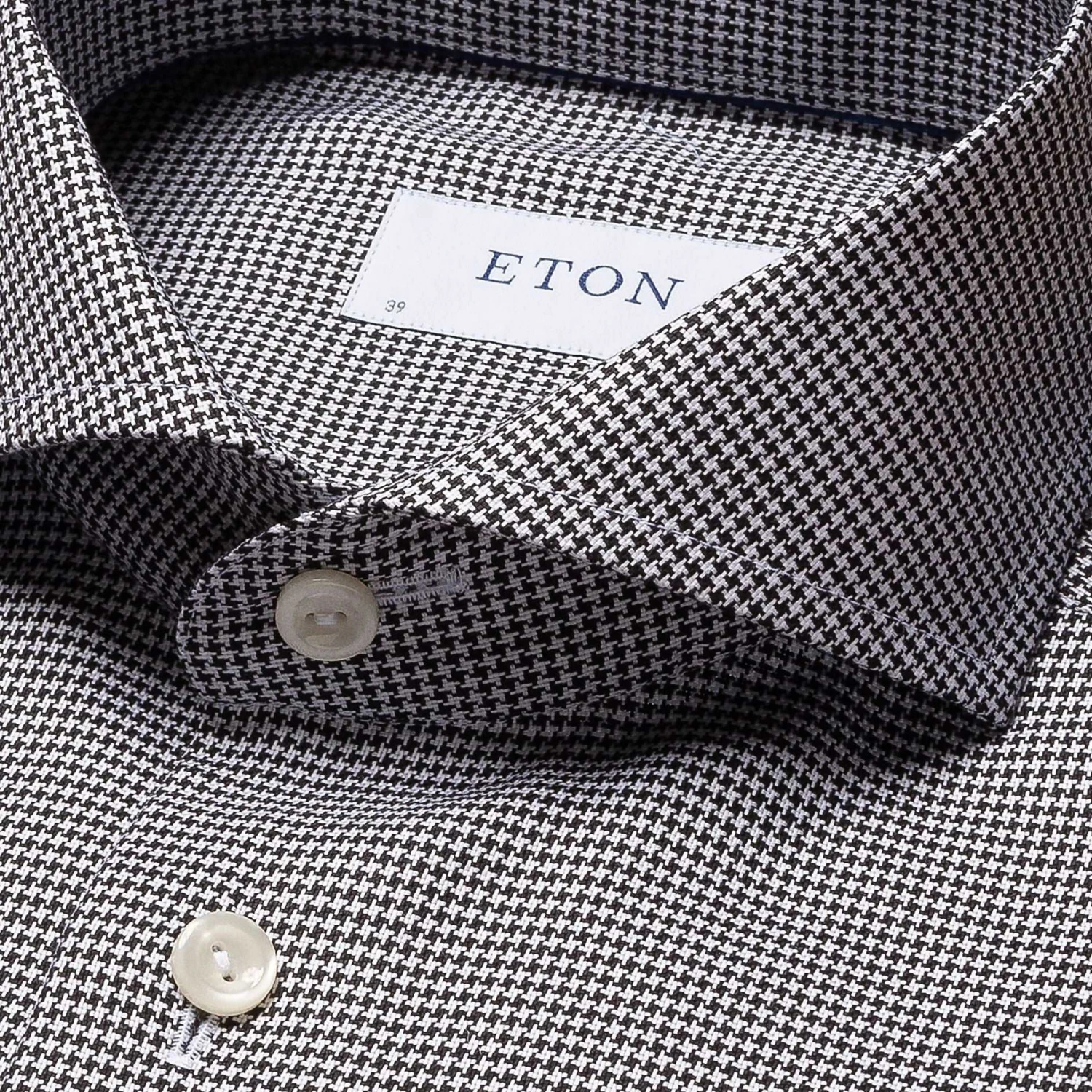 Black Houndstooth Signature Twill Shirt Slim Fit - ETON 4 Black Houndstooth Signature Twill Shirt Slim Fit - ETON - Image 2