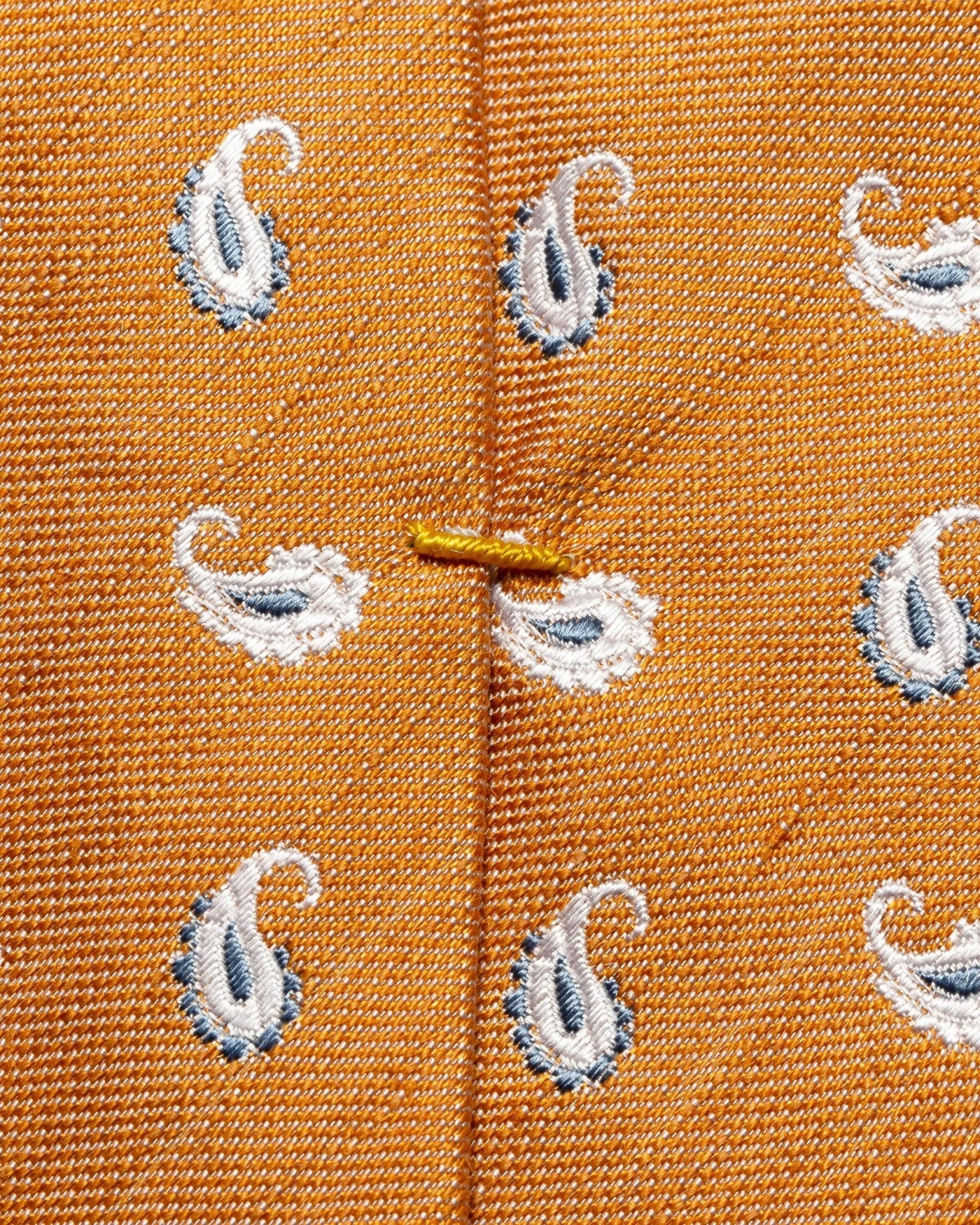 Orange Paisley Pattern Silk-Linen Tie - ETON 5 Orange Paisley Pattern Silk-Linen Tie - ETON - Image 3