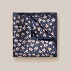 Navy & Pink Floral Silk Pocket Square - ETON 5 Navy & Pink Floral Silk Pocket Square - ETON -ETON Store 12205 dadd7bbfaf full