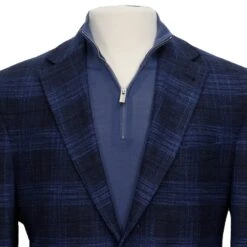 Blue Tonal Plaid Dallas Contemporary Fit Wool-Silk-Cotton Sport Jacket - Jack Victor 10 Blue Tonal Plaid Dallas Contemporary Fit Wool-Silk-Cotton Sport Jacket - Jack Victor -ETON Store 1222462 2