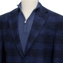 Blue Tonal Plaid Dallas Contemporary Fit Wool-Silk-Cotton Sport Jacket - Jack Victor 8 Blue Tonal Plaid Dallas Contemporary Fit Wool-Silk-Cotton Sport Jacket - Jack Victor -ETON Store 1222462 3
