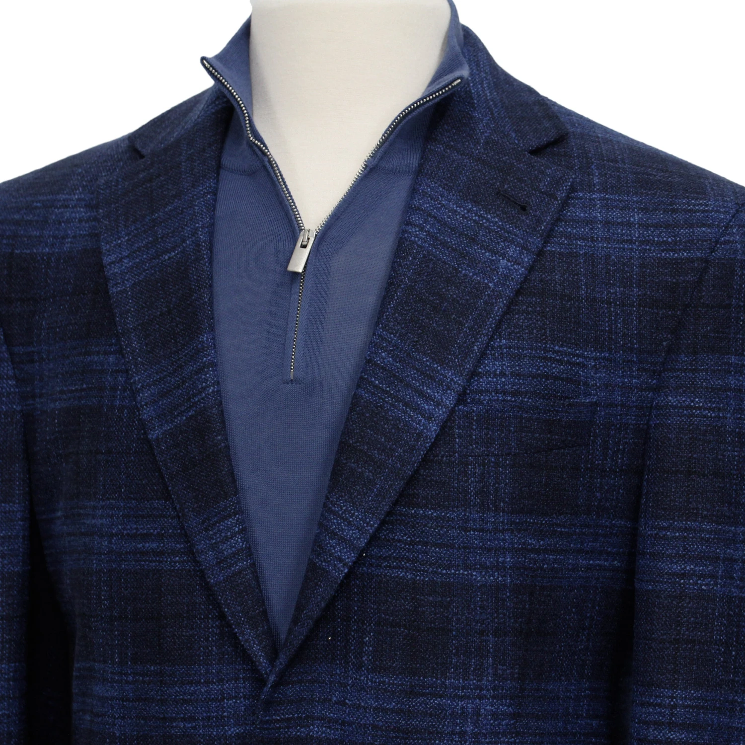 Blue Tonal Plaid Dallas Contemporary Fit Wool-Silk-Cotton Sport Jacket - Jack Victor 4 Blue Tonal Plaid Dallas Contemporary Fit Wool-Silk-Cotton Sport Jacket - Jack Victor - Image 2