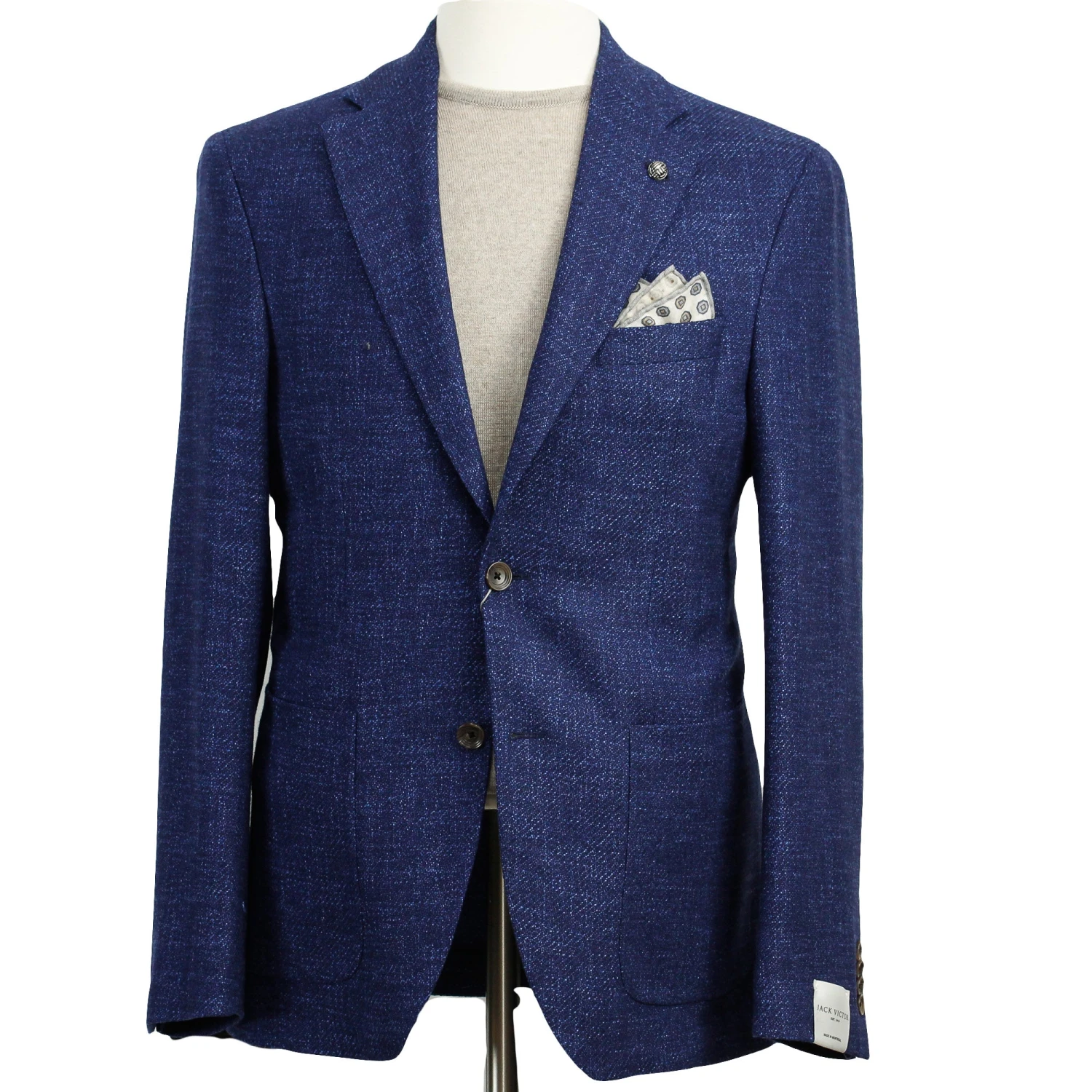 Blue Neat Morton Contemporary Fit Wool-Silk-Linen Sport Jacket - Jack Victor 3 Blue Neat Morton Contemporary Fit Wool-Silk-Linen Sport Jacket - Jack Victor