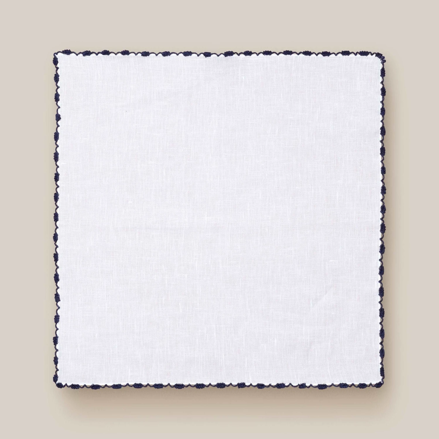 Black-Trim White Linen Pocket Square - ETON 4 Black-Trim White Linen Pocket Square - ETON - Image 2