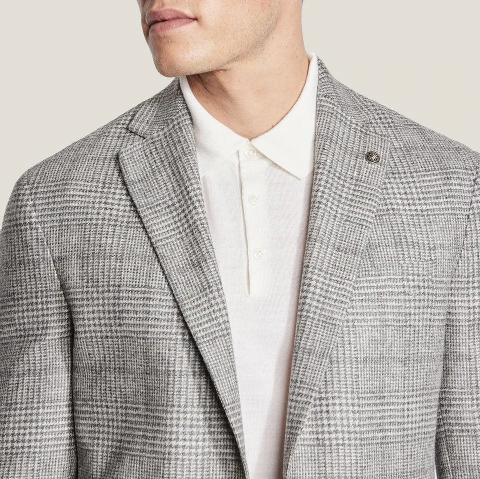Light Gray Plaid Wool-Cashmere Irving Contemporary Fit Sport Jacket 4 Light Gray Plaid Wool-Cashmere Irving Contemporary Fit Sport Jacket - Image 2
