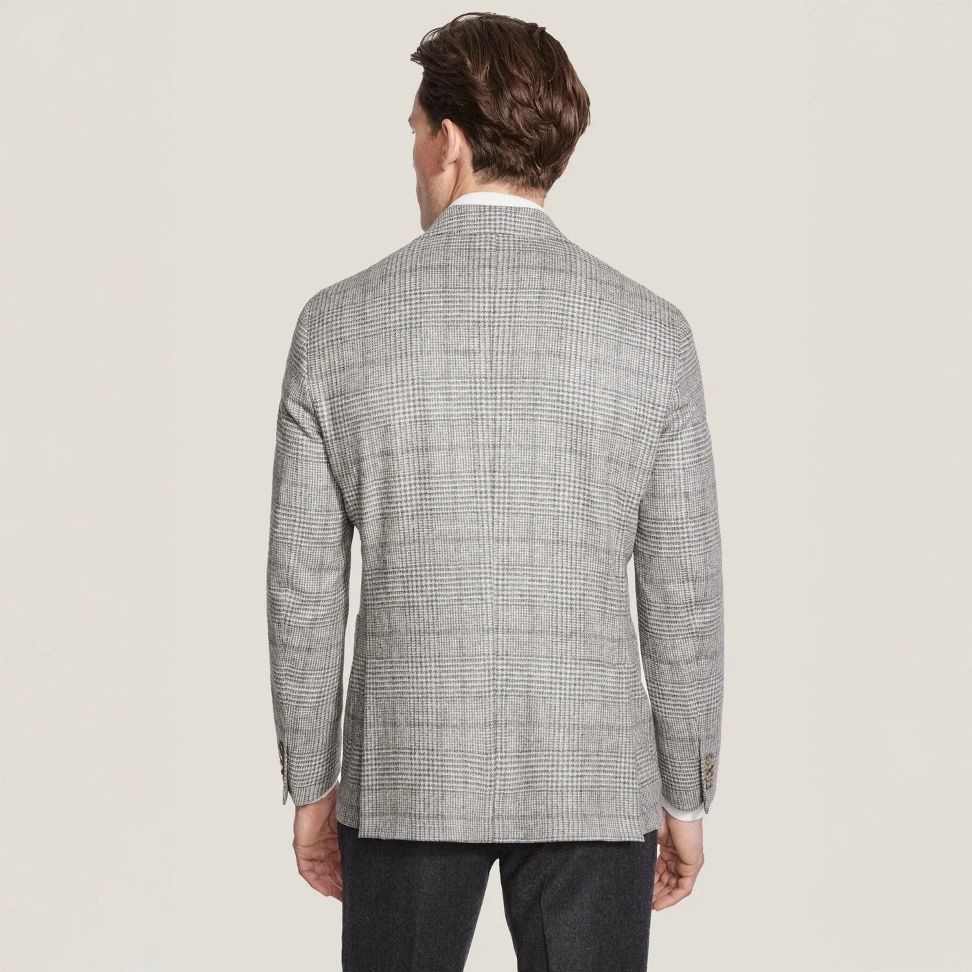 Light Gray Plaid Wool-Cashmere Irving Contemporary Fit Sport Jacket 6 Light Gray Plaid Wool-Cashmere Irving Contemporary Fit Sport Jacket - Image 4